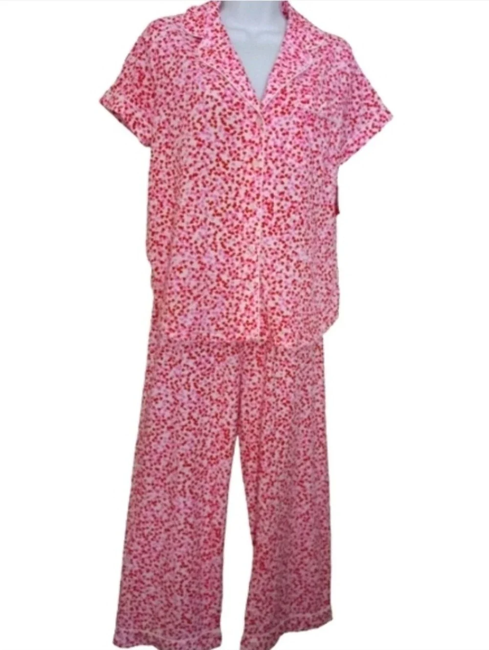 Kate Spade Mini Hearts 2pc Pajama Set Size Large White Pink And Red Modal Blend